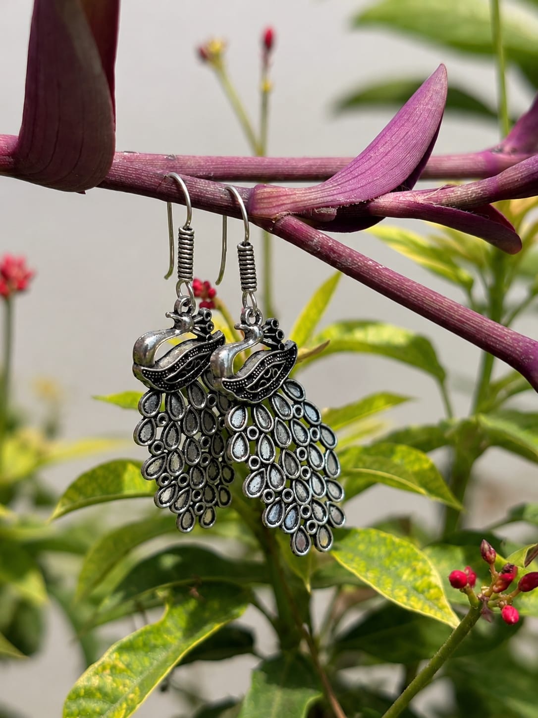 Royal Peacock Feather Earrings