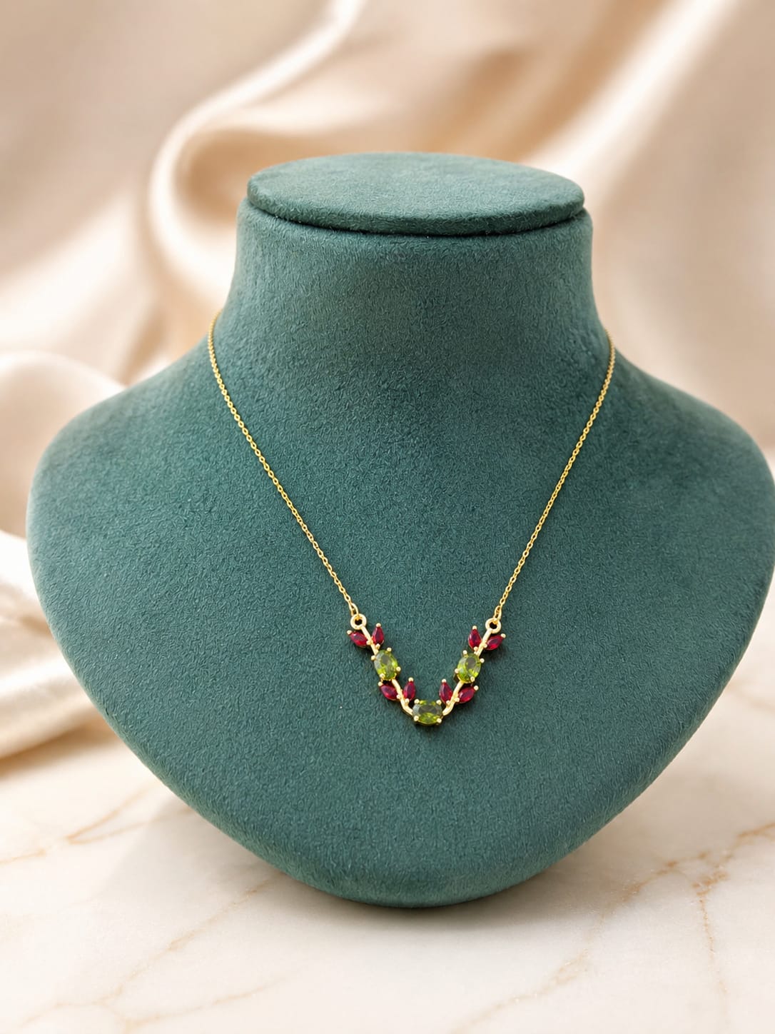 The Ruby Leaf Cascade Necklace