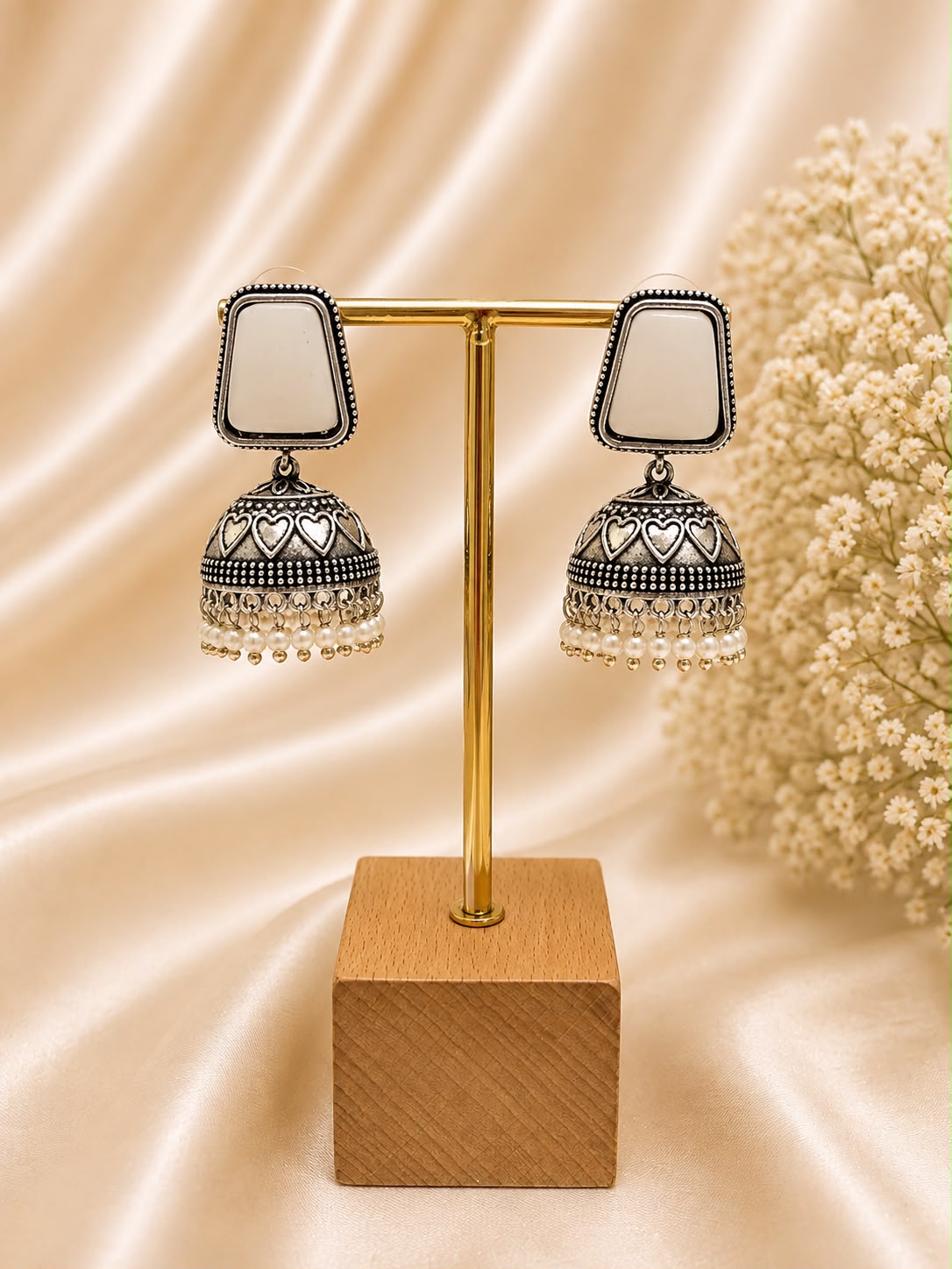 Ivory Heart Jhumka