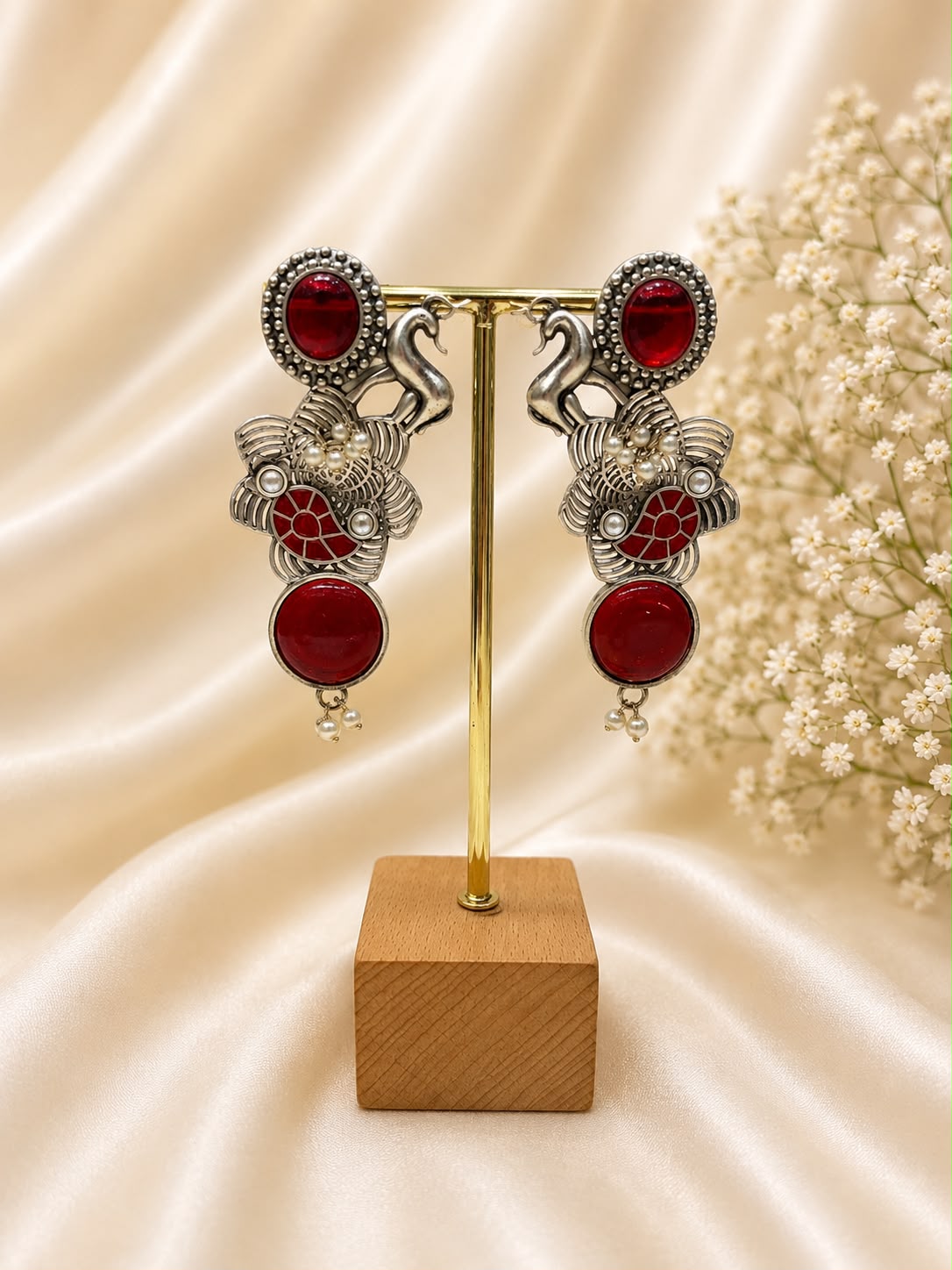 The Crimson Swan Bloom Earrings