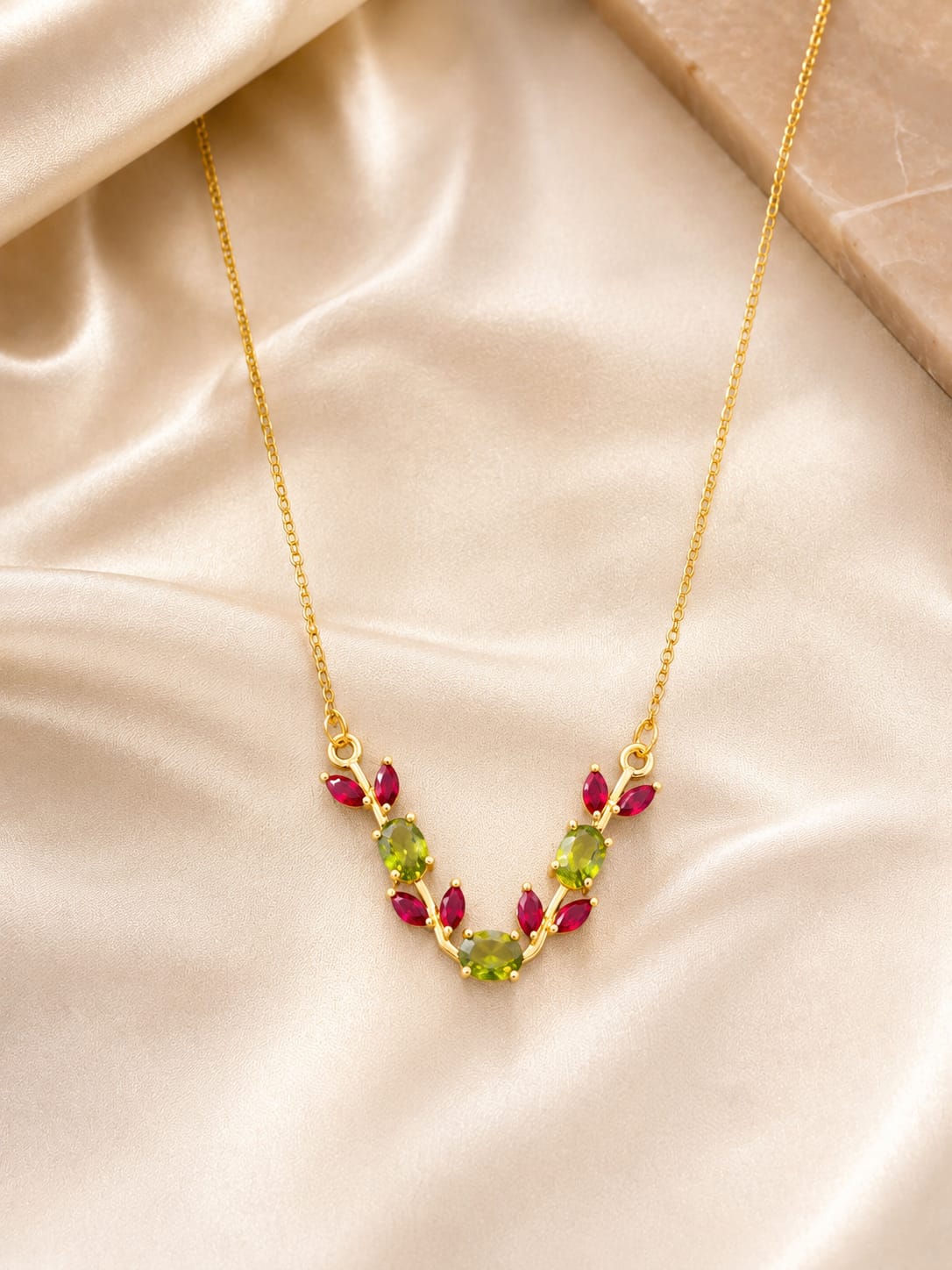 The Ruby Leaf Cascade Necklace